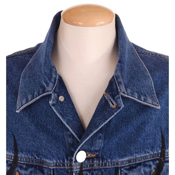 VETEMENTS Denim Black Fire Jacket Size L Mens Unisex Blue $2290 - Picture 7 of 16